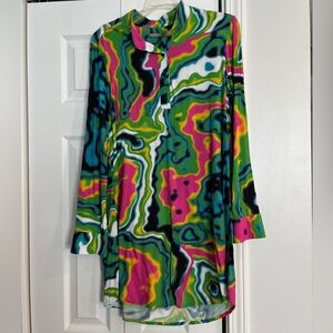 Blueman Rio Lifestyle Psychedelic Swirl Tunic Dress - Large